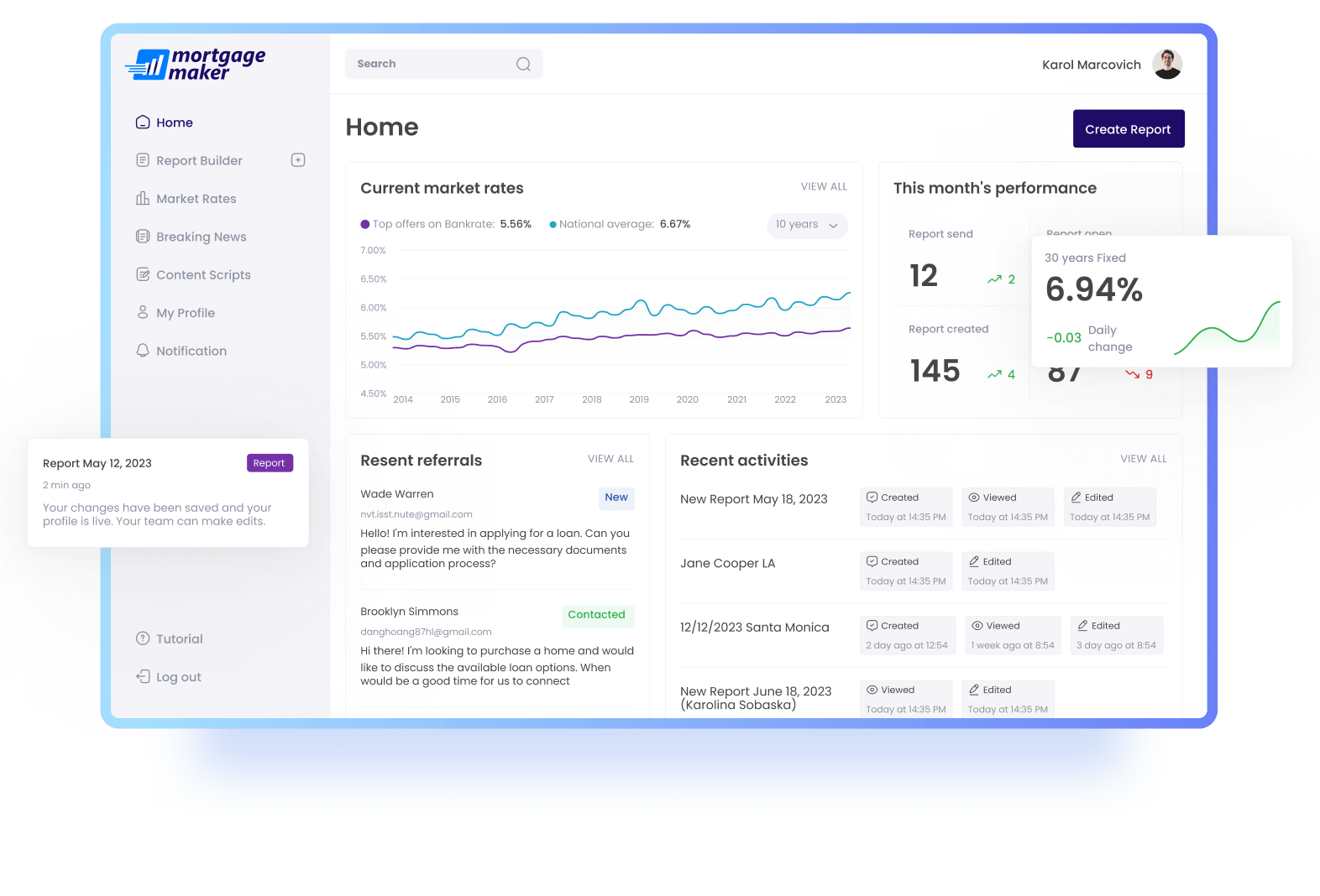 Mortgage Maker helps mortgage loan officers streamline mortgage presentations with the use of AI technology, real-time data, and customized home owner scenarios to assist loan officers to close more deals faster.